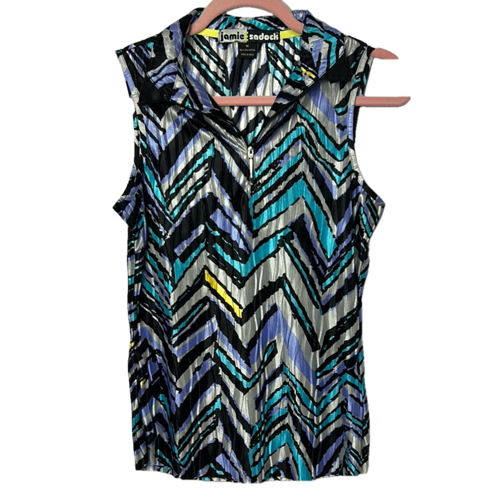 Jamie Sadock Black White Graphic Sleeveless Golf Top